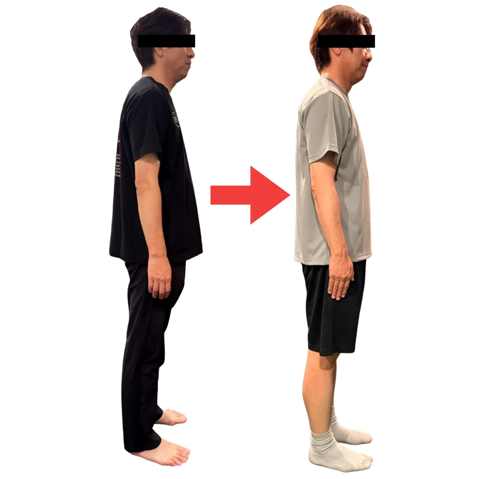50代男性のビフォーアフター:2ヶ月のトレーニングとコンディショニングで姿勢が改善